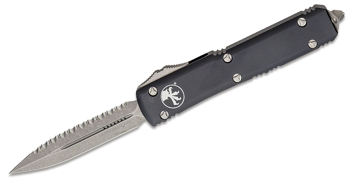 Microtech - 122-12AP - Ultratech - OTF Auto - Elmax, M390, 204P Apocalyptic Dagger - 6061-T6 Aluminum - Black - Image 13