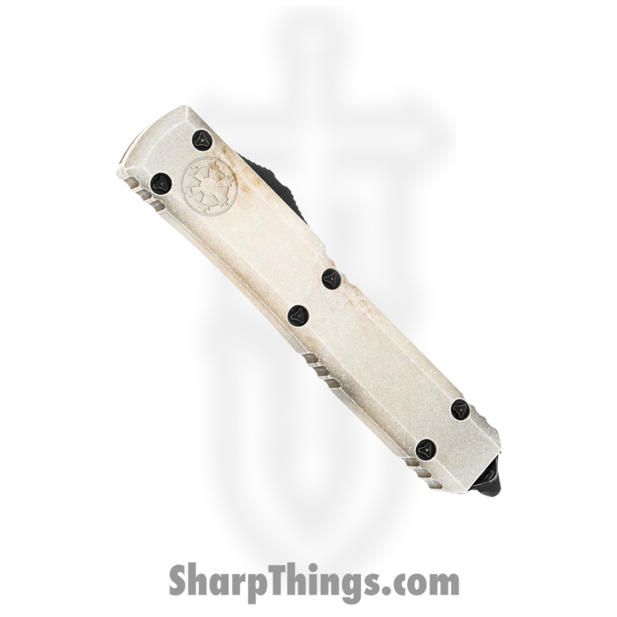 Microtech - 122-1SAD - Ultratech D/E Sand Trooper Deep Engraved - OTF Auto - M390 Coated Dagger - 6061-T6 Aluminum - Gray White Tan - Image 10