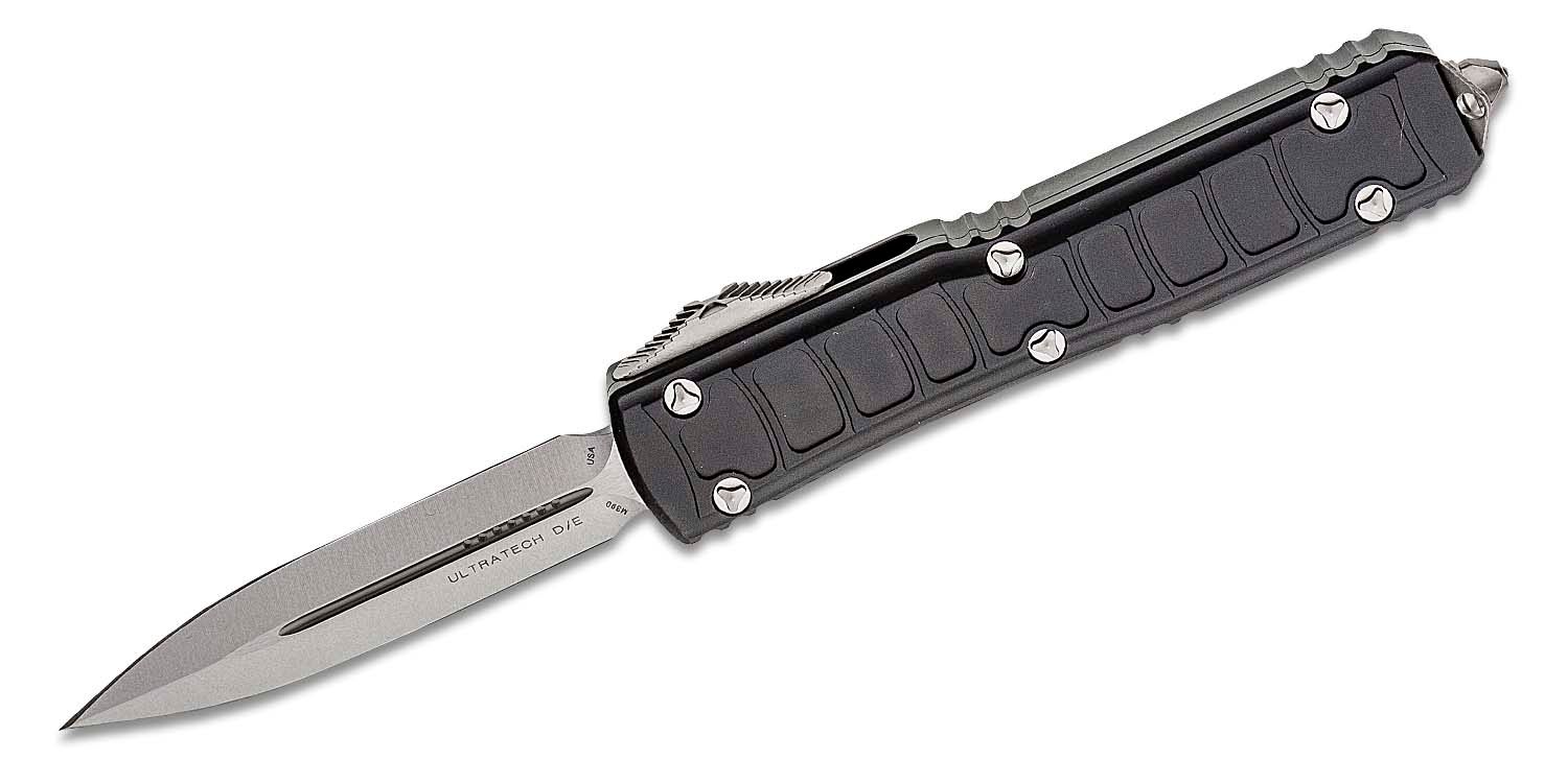 Microtech - 122II-10S - Ultratech II - OTF Auto - Elmax, M390, 204P Stonewash Dagger - 6061-T6 Aluminum - Black - Image 14