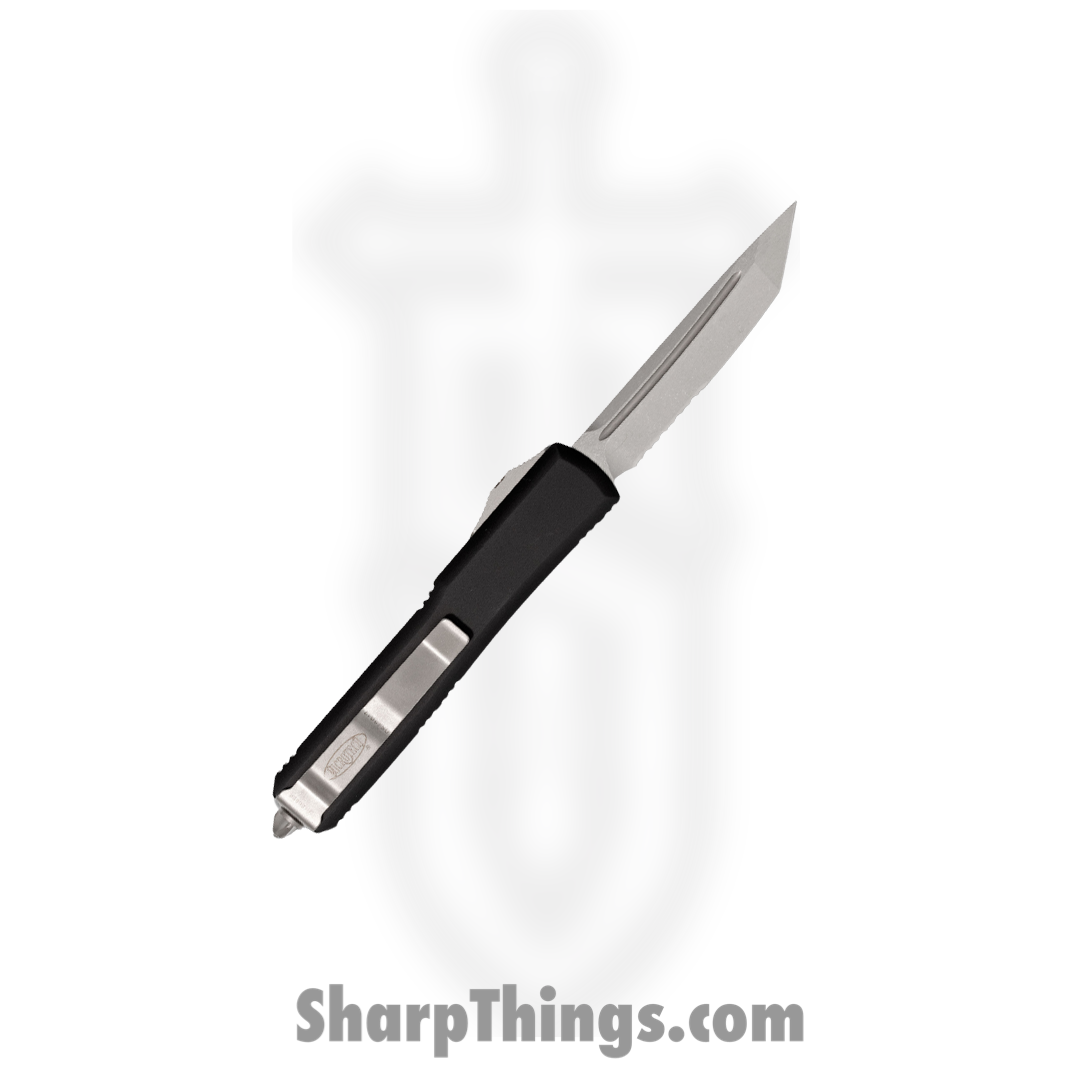Microtech - 123-11 - Ultratech T/E Partially Serrated Combo - OTF Auto - Bohler Elmax, M390, or 204P Stonewash Tanto - 6061-T6 Aluminum - Black - Image 11