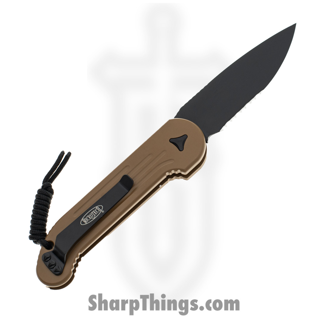Microtech - 135-2TA - L.U.D.T. - Automatic Knife - Elmax, M390, 204P Coated Drop Point - 6061-T6 Aluminum - Tan - Image 6