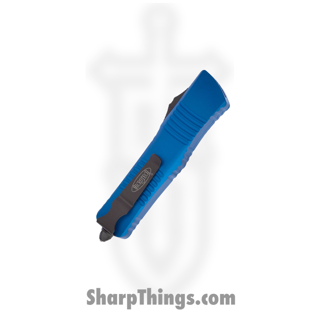 Microtech - 142-1BL - Combat Troodon - OTF Auto - Elmax, M390, 204P Coated Dagger - 6061-T6 Aluminum - Blue - Image 6