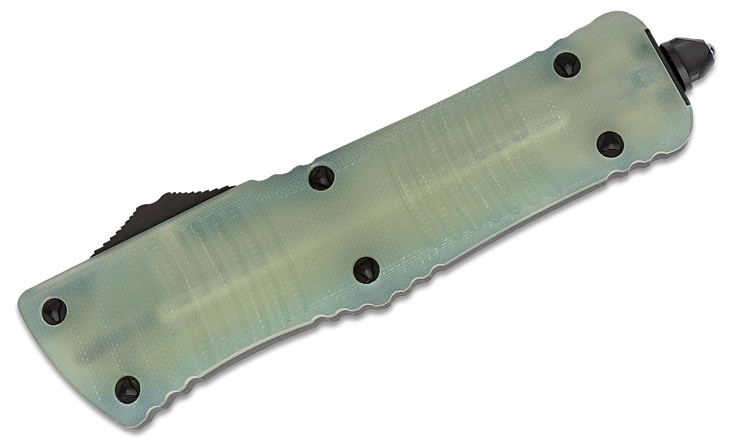 Microtech - 142-1GTJGS - Combat Troodon Signature Series - OTF Auto - Elmax, M390, 204P Coated Dagger - G10/Aluminum - Jade/Black - Image 14