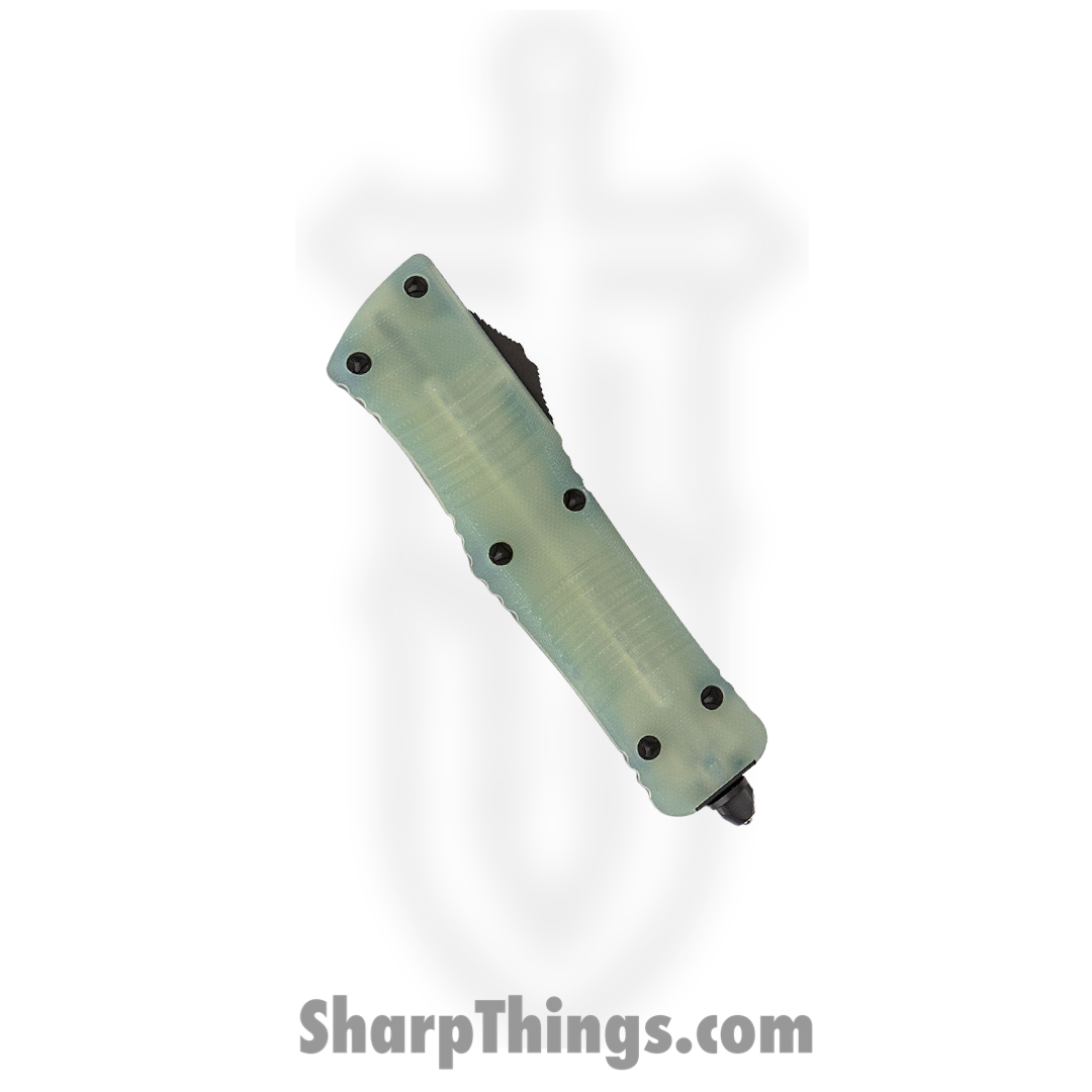 Microtech - 142-1GTJGS - Combat Troodon Signature Series - OTF Auto - Elmax, M390, 204P Coated Dagger - G10/Aluminum - Jade/Black - Image 11