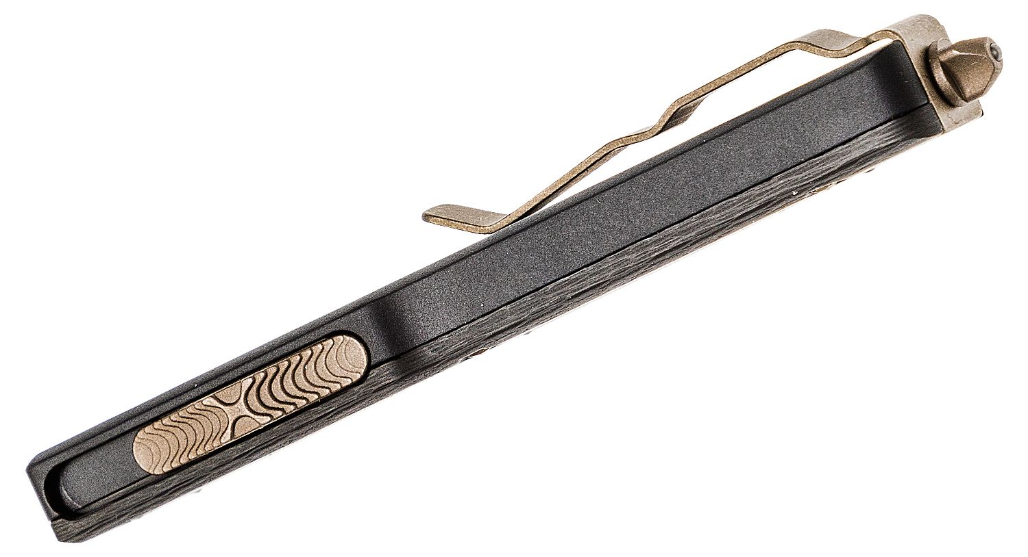 Microtech - 147-13APCFS - UTX-70 Signature Series - OTF Auto - Elmax, M390, 204P Bronze Dagger - Carbon Fiber - Black - Image 16