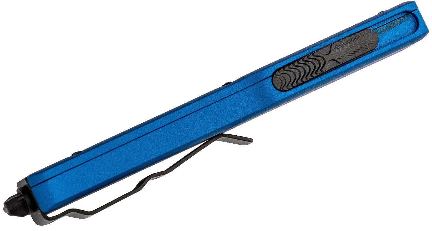 Microtech - 148-1BL - UTX-70 - OTF Auto - Elmax, M390, 204P Two Tone Drop Point - 6061-T6 Aluminum - Blue - Image 16