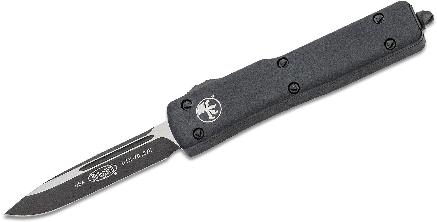 Microtech - 148-1T - UTX-70 Tactical - OTF Auto - Elmax, M390, 204P Two Tone Drop Point - 6061-T6 Aluminum - Black - Image 11