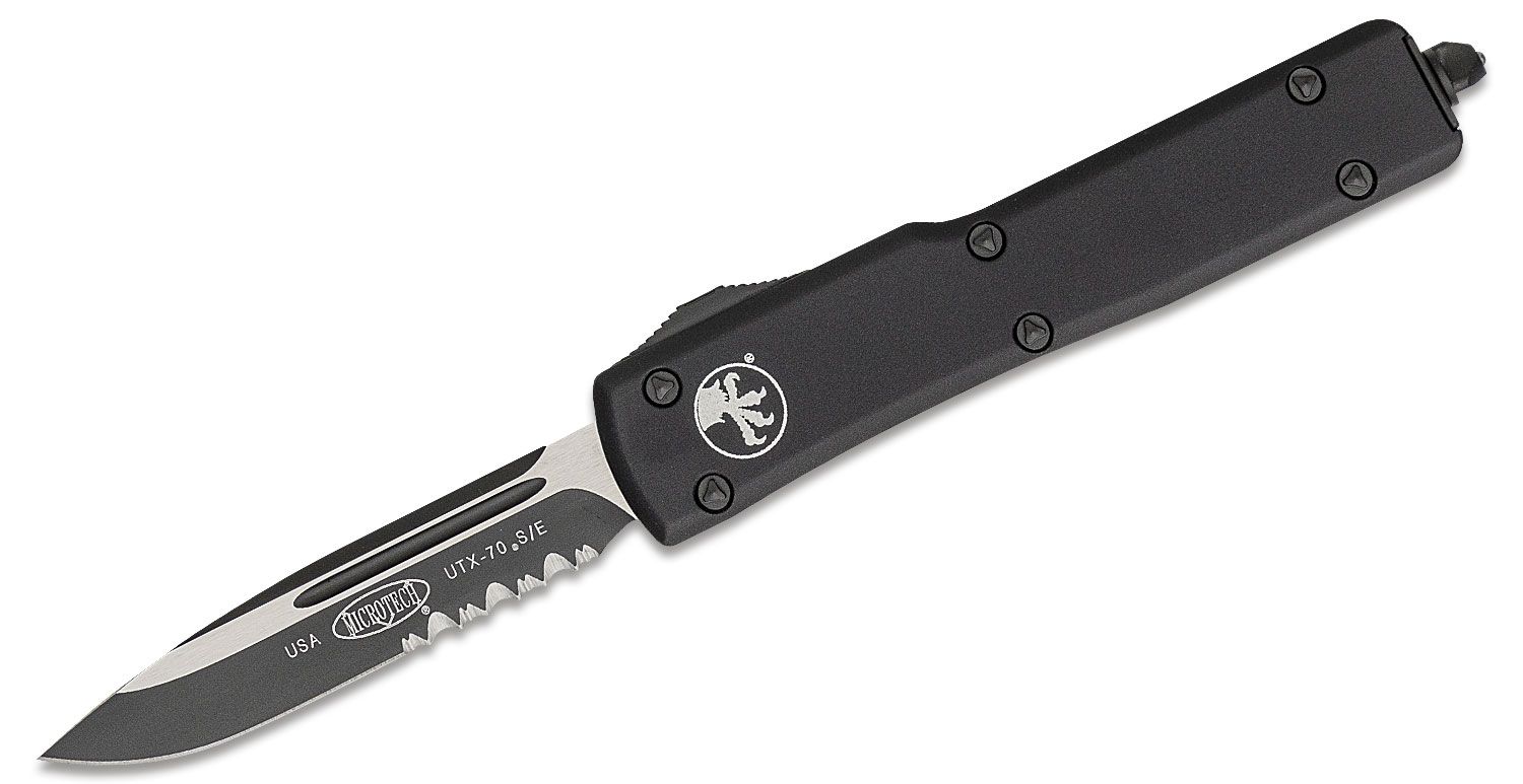 Microtech - 148-2T - UTX-70 Tactical - OTF Auto - Elmax, M390, 204P Two Tone Drop Point - 6061-T6 Aluminum - Black - Image 11
