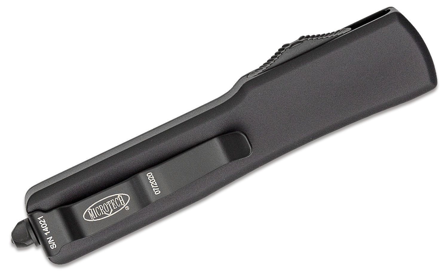 Microtech - 148-2T - UTX-70 Tactical - OTF Auto - Elmax, M390, 204P Two Tone Drop Point - 6061-T6 Aluminum - Black - Image 13