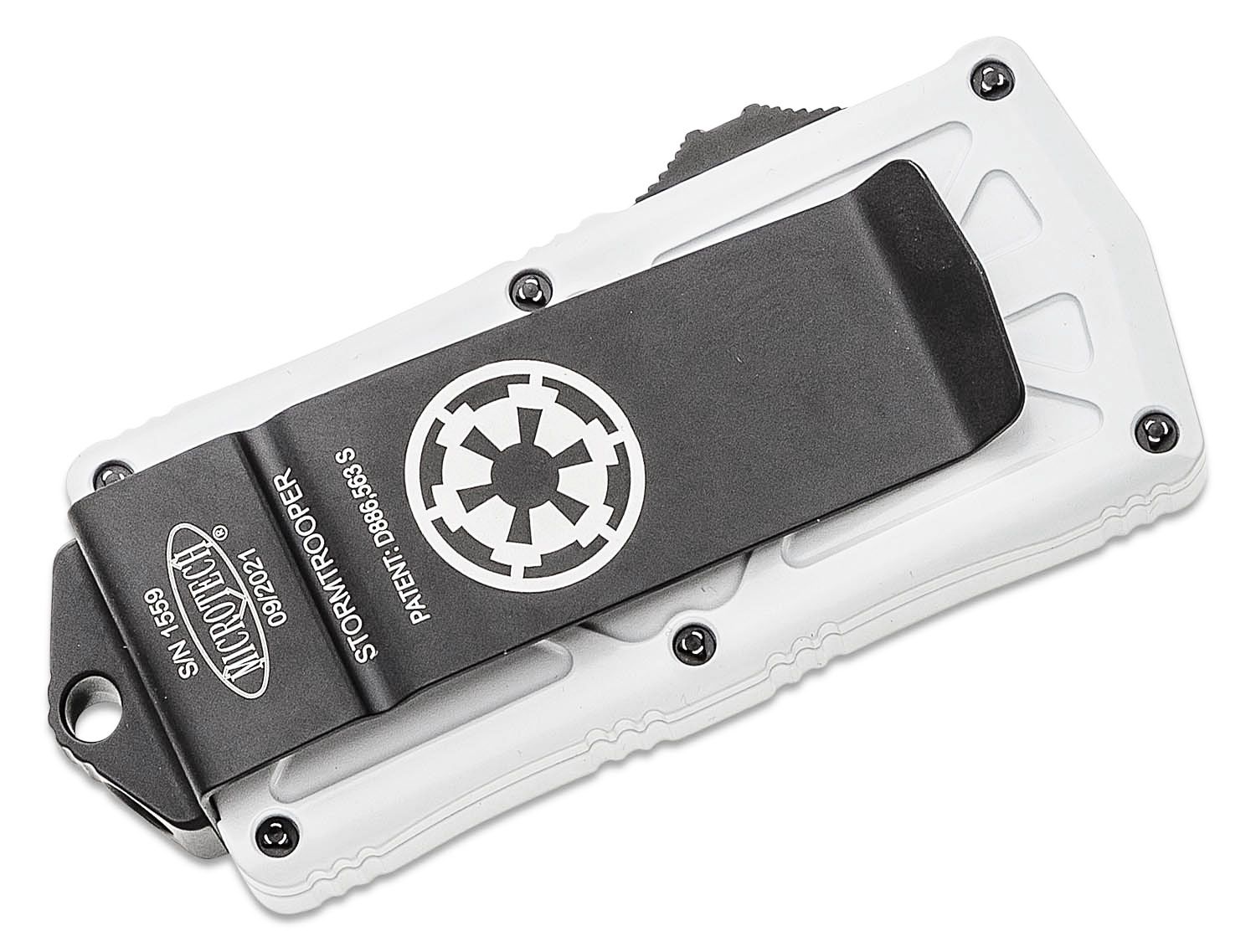 Microtech - 157-3ST - Stormtrooper Exocet Money Clip - OTF Auto - CTS-204P Coated Dagger - 6061-T6 Aluminum - White - Image 15
