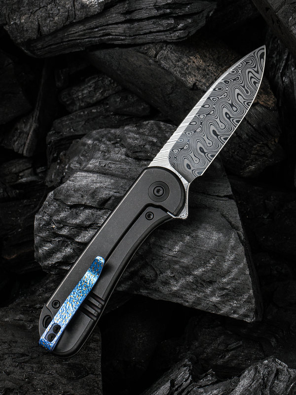 We Knife Co Ltd - WE18062XDS1 - Elementum - Folding Knife - Damasteel Drop Point - Titanium - Black - Image 9