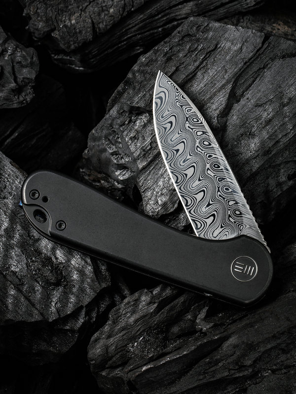 We Knife Co Ltd - WE18062XDS1 - Elementum - Folding Knife - Damasteel Drop Point - Titanium - Black - Image 10