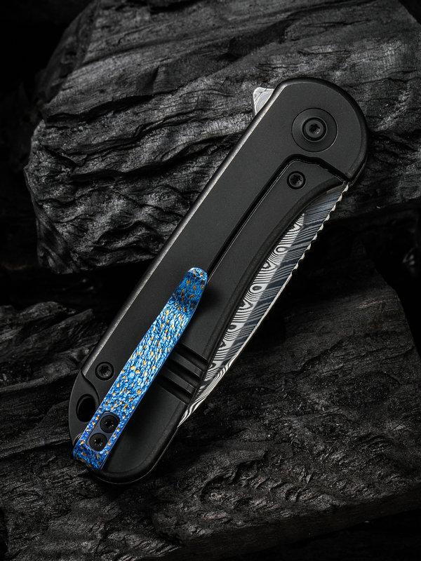 We Knife Co Ltd - WE18062XDS1 - Elementum - Folding Knife - Damasteel Drop Point - Titanium - Black - Image 12
