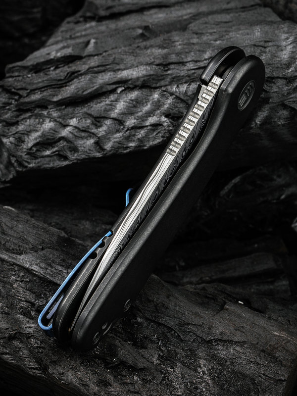 We Knife Co Ltd - WE18062XDS1 - Elementum - Folding Knife - Damasteel Drop Point - Titanium - Black - Image 13