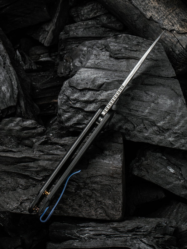 We Knife Co Ltd - WE18062XDS1 - Elementum - Folding Knife - Damasteel Drop Point - Titanium - Black - Image 14