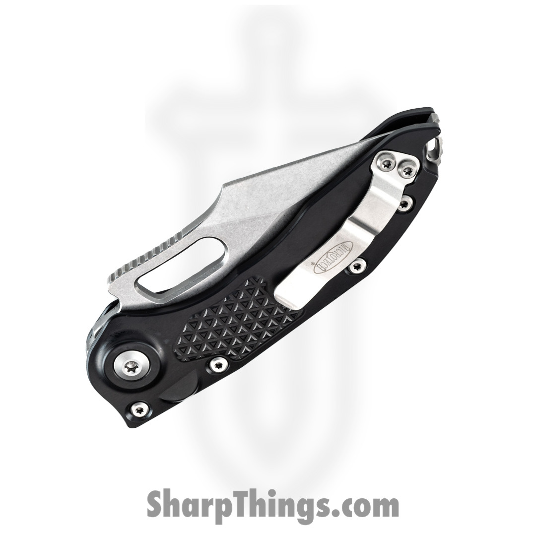 Microtech - 169-10 - Stitch - Automatic Knife - Elmax, M390, 204P Stonewash Spear Point - 6061-T6 Aluminum - Black - Image 8