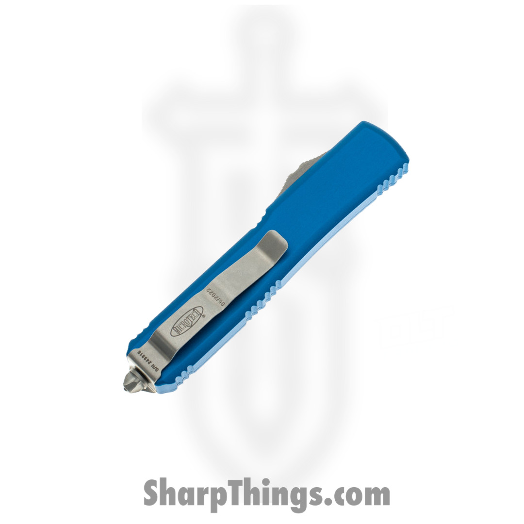 Microtech - 120-10BL - Ultratech - OTF Auto - Elmax, M390, 204P Stonewash Bayonet - 6061-T6 Aluminum - Blue - Image 12