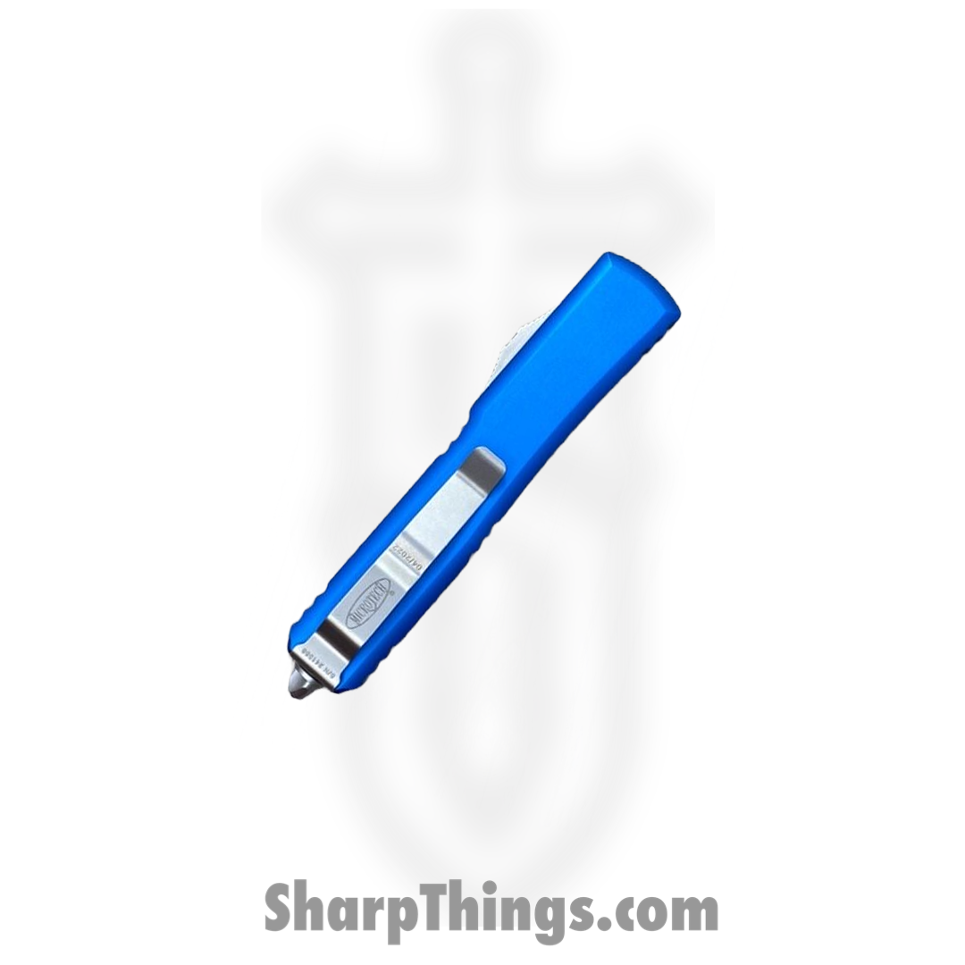 Microtech - 122-4BL - Ultratech - OTF Auto - Elmax, M390, 204P Satin Dagger - 6061-T6 Aluminum - Blue - Image 11