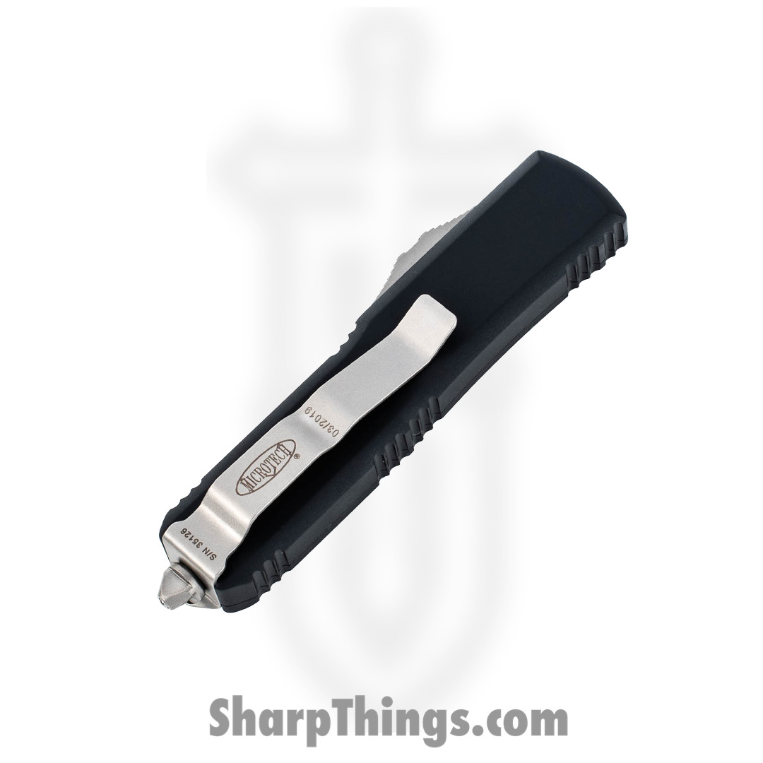 Microtech - 232-12 - UTX-85 Serrated - OTF Auto - Stonewash Dagger - 6061 T6 Aluminum - Black - Image 12