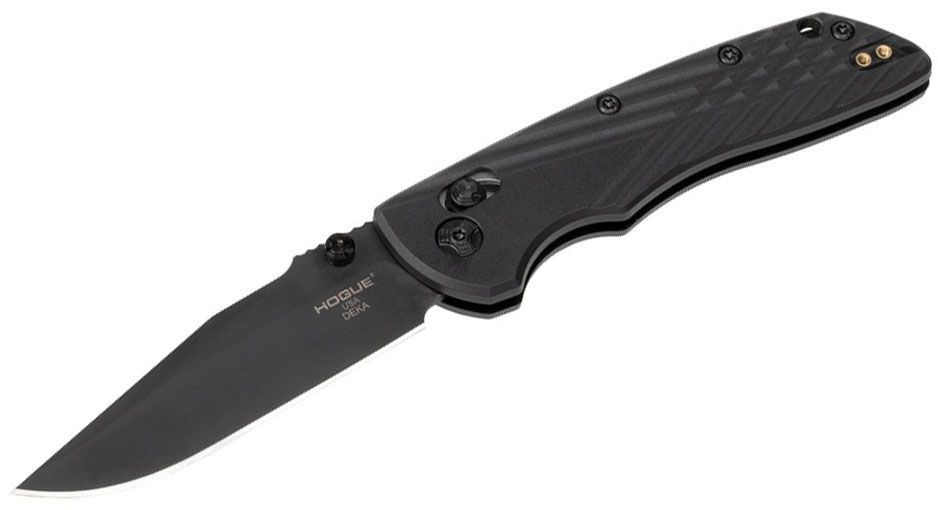 Hogue Knives - HO24376 - Deka - Folding Knife - CPM-Magnacut Black Cerakote Clip Point - Polymer Scales - Black - Image 14