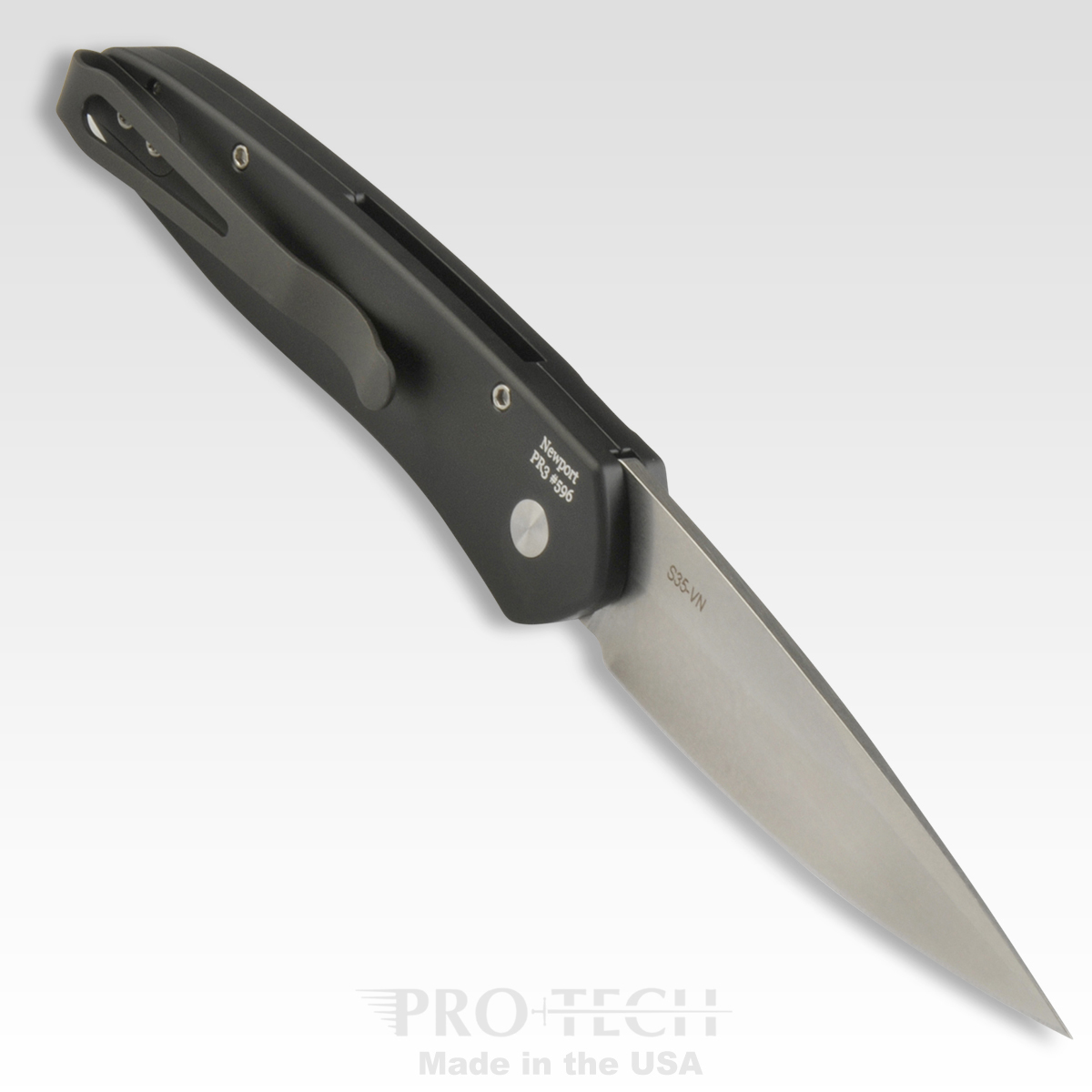 ProTech - 3405 - Newport Thin Sleek - Automatic Knife - S35VN Stonewash Spear Point - 6061-T6 Aluminum - Black - Image 17