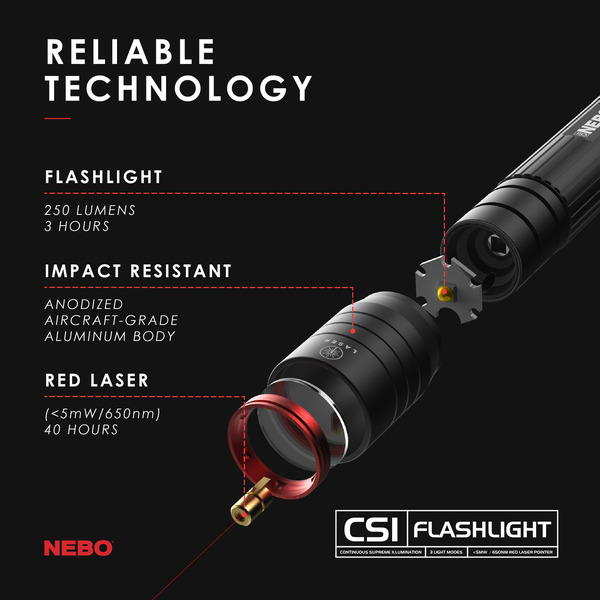 NEBO - NEB-FLT-0010 - CSI 250 Lumen LED Flashlight - Black - Image 15