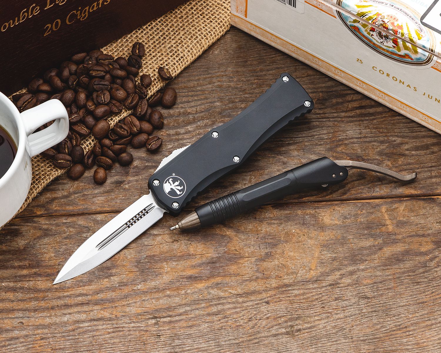 Microtech - 702-12 - Hera - OTF Auto - Elmax, M390, 204P Stonewash Dagger - 6061-T6 Aluminum - Black - Image 18