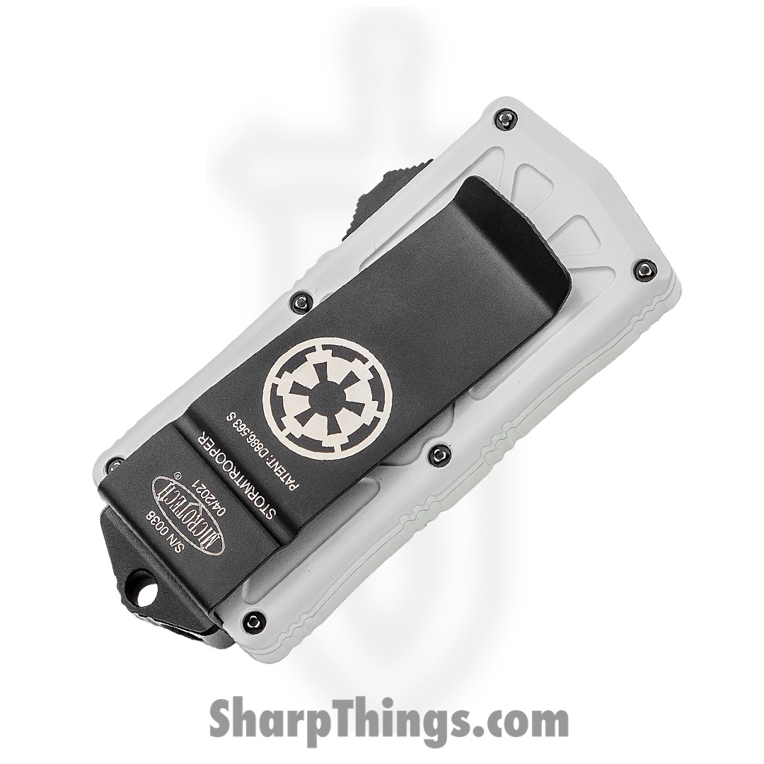 Microtech - 157-1ST - Stormtrooper Exocet Money Clip - OTF Auto - Elmax, M390, 204P Coated Dagger - 6061-T6 Aluminum - White - Image 10