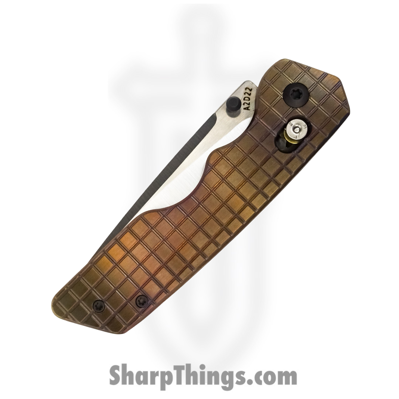 Attention 2 Detail Mercantile - A2DBLmBrzFrg - Bar Lock Medium - Folding Knife - RWL34 Steel Satin Drop Point - Frag Patterned Titanium - Bronze - Image 13