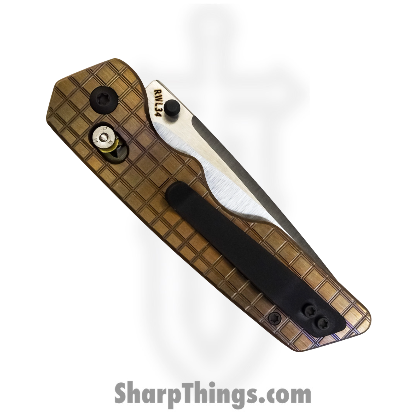 Attention 2 Detail Mercantile - A2DBLmBrzFrg - Bar Lock Medium - Folding Knife - RWL34 Steel Satin Drop Point - Frag Patterned Titanium - Bronze - Image 14