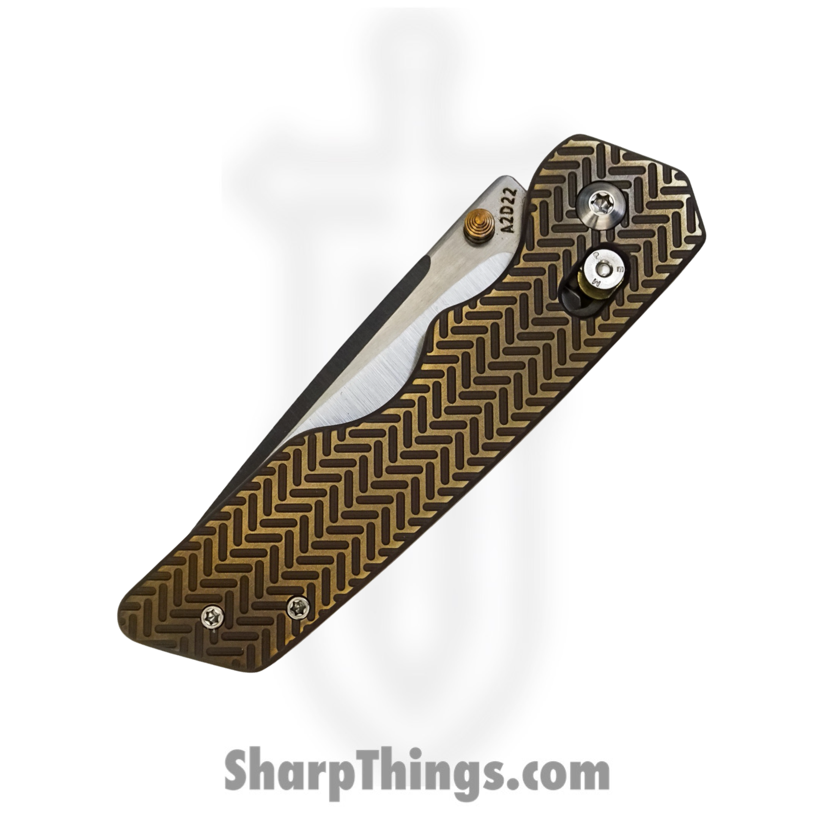 Attention 2 Detail Mercantile - A2DBLmHer - Bar Lock Medium - Folding Knife - RWL34 Steel Satin Drop Point - Herringbone Titanium - Bronze - Image 11