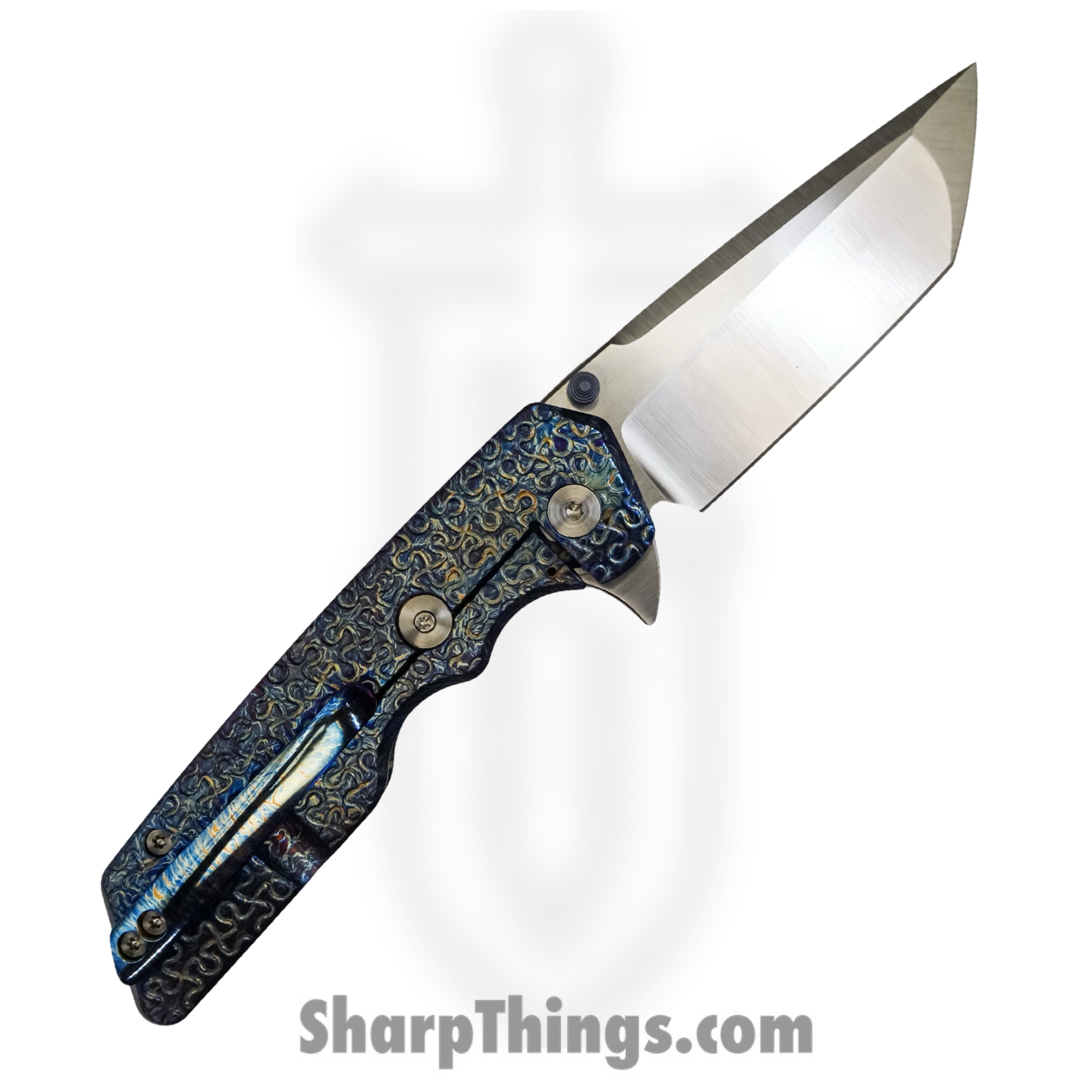 Attention 2 Detail Mercantile - A2DMK3LPuz - Mark 3 Large - Folding Knife - CPM MagnaCut Satin Tanto - Contoured Puzzle Titanium - Blue - Image 12