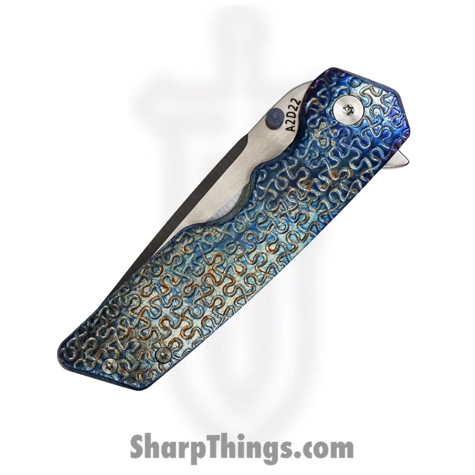 Attention 2 Detail Mercantile - A2DMK3LPuz - Mark 3 Large - Folding Knife - CPM MagnaCut Satin Tanto - Contoured Puzzle Titanium - Blue - Image 13