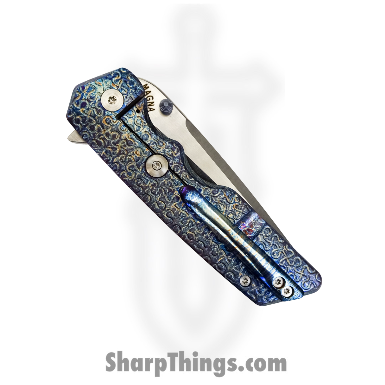 Attention 2 Detail Mercantile - A2DMK3LPuz - Mark 3 Large - Folding Knife - CPM MagnaCut Satin Tanto - Contoured Puzzle Titanium - Blue - Image 14