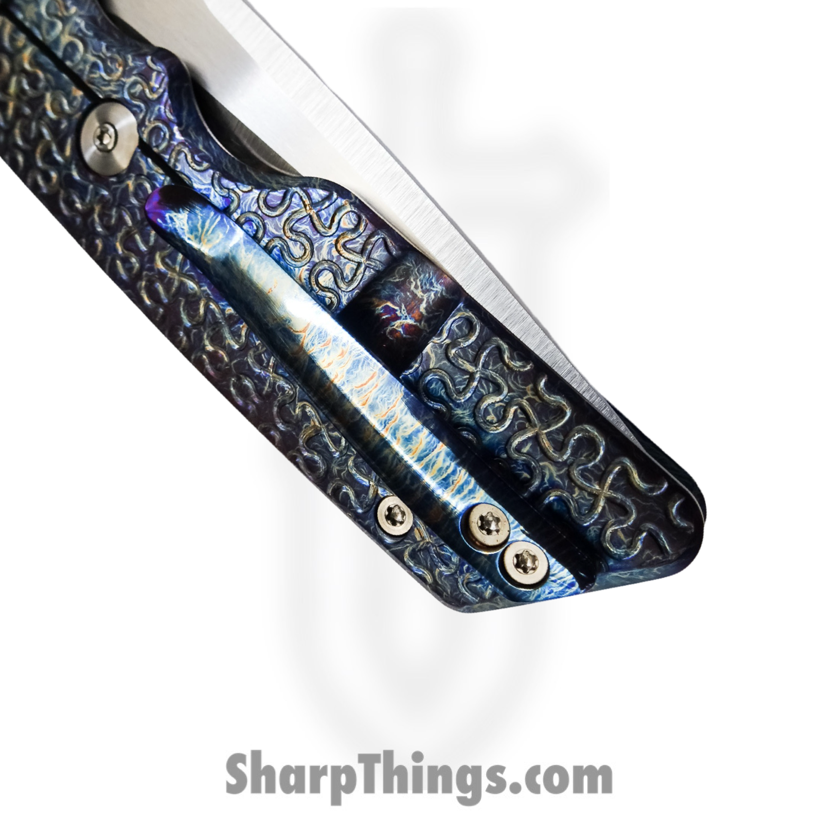 Attention 2 Detail Mercantile - A2DMK3LPuz - Mark 3 Large - Folding Knife - CPM MagnaCut Satin Tanto - Contoured Puzzle Titanium - Blue - Image 15