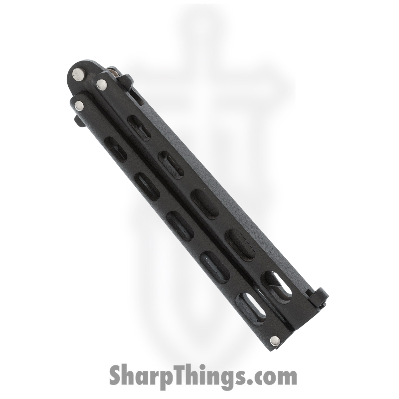 Bear & Son - BC115TANB - Butterfly - Balisong - 1095 HC Coated Tanto - Powder Coated Zinc - Black - Image 7