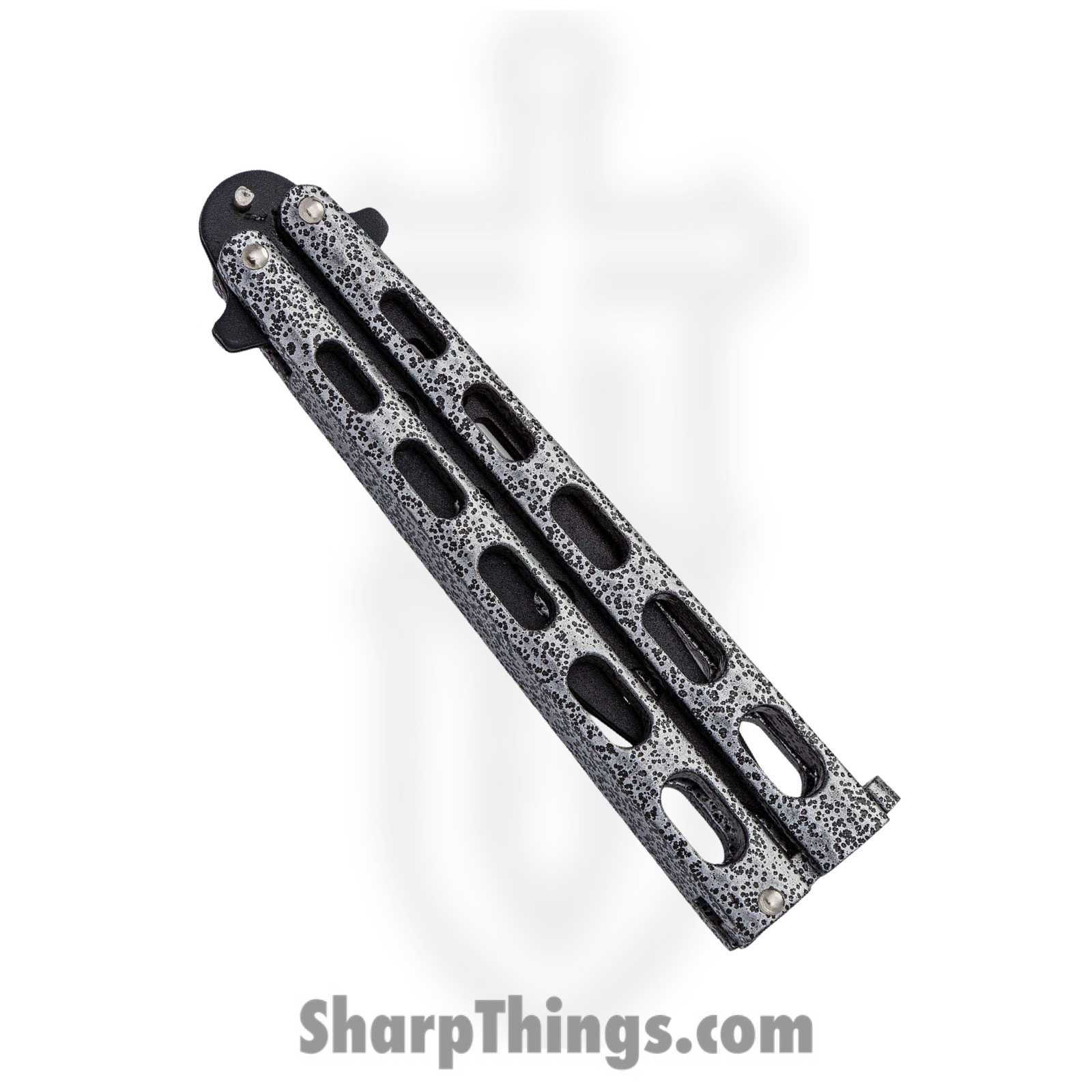 Bear & Son - BC115TR - Butterfly Trainer - Balisong - 1095 HC Coated Drop Point - Powder Coated Zinc - Silver Black - Image 8