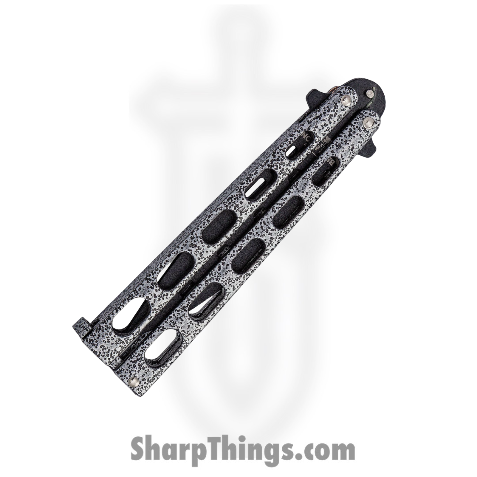Bear & Son - BC115TR - Butterfly Trainer - Balisong - 1095 HC Coated Drop Point - Powder Coated Zinc - Silver Black - Image 9