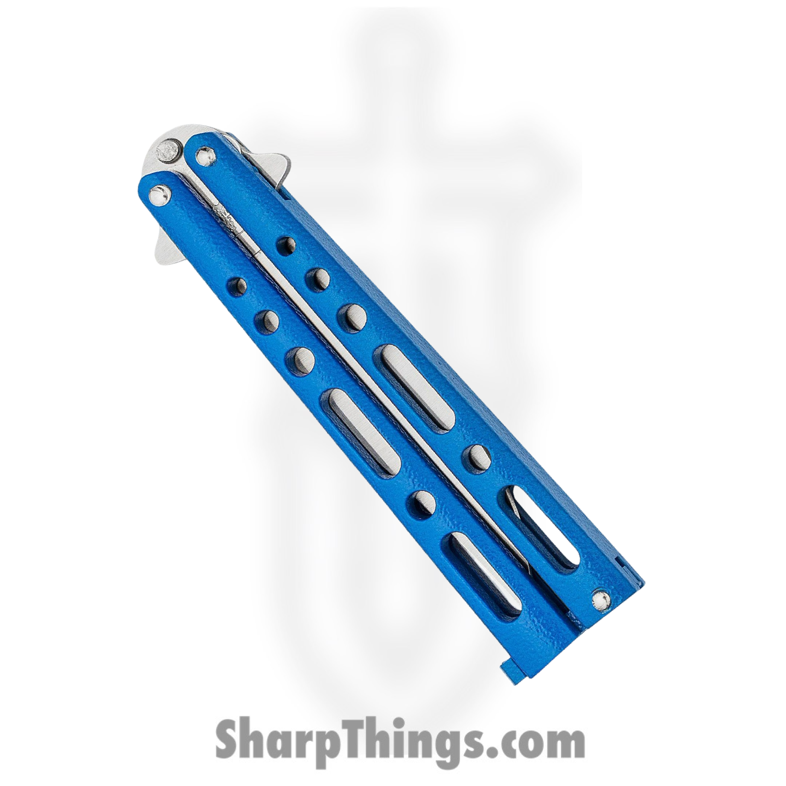 Bear & Son - BC117BL - Butterfly - Balisong - 440 SS Satin Clip Point - Powder Coated Zinc - Blue - Image 7