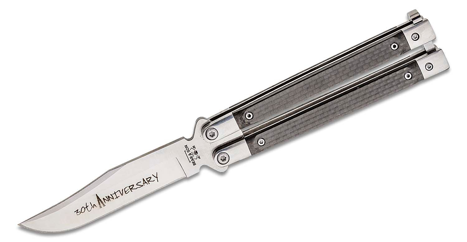 Bear & Son - BCANNCF17S35 - 30th Anniversary Balisong Butterfly Knife - CPM-S35VN - Carbon Fiber - Image 15