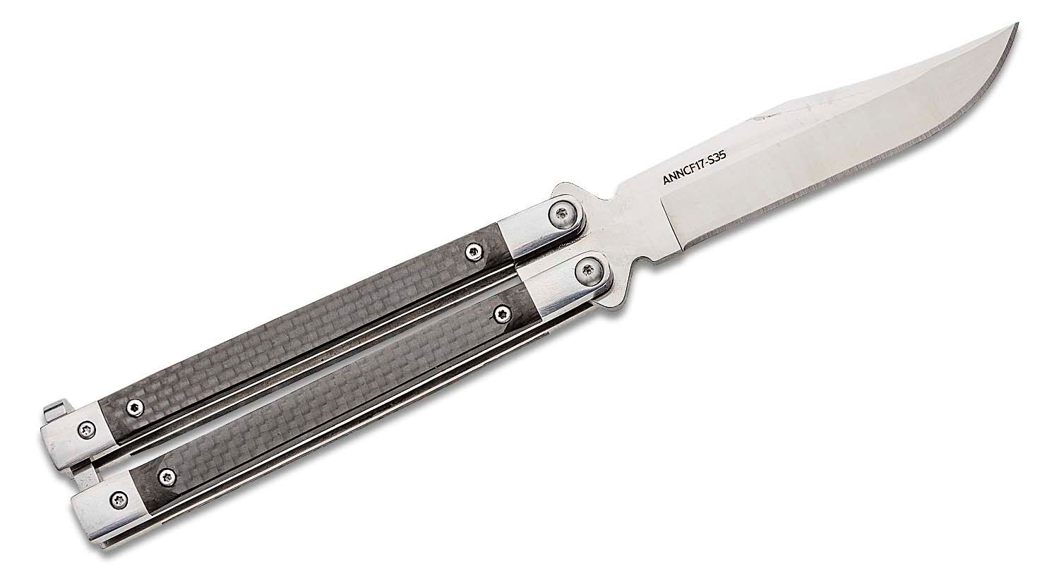 Bear & Son - BCANNCF17S35 - 30th Anniversary Balisong Butterfly Knife - CPM-S35VN - Carbon Fiber - Image 17