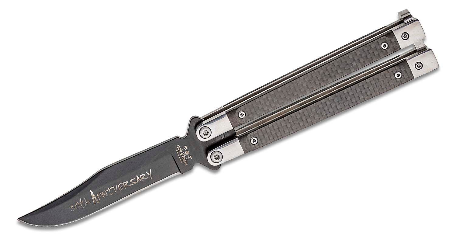 Bear & Son - BCANNCF17 - Balisong Butterfly Knife - Carbon Fiber S35VN - Black - Image 12