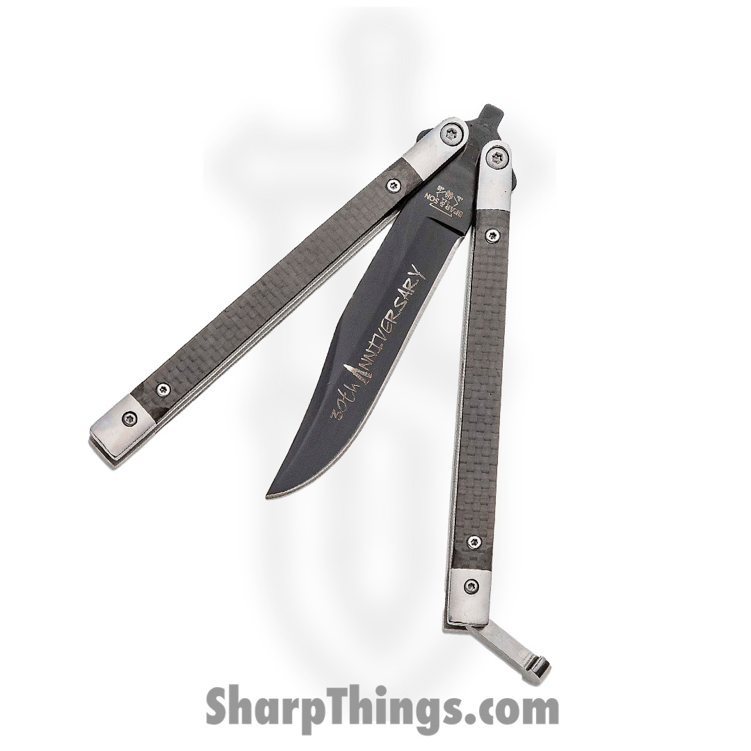 Bear & Son - BCANNCF17 - Balisong Butterfly Knife - Carbon Fiber S35VN - Black - Image 9
