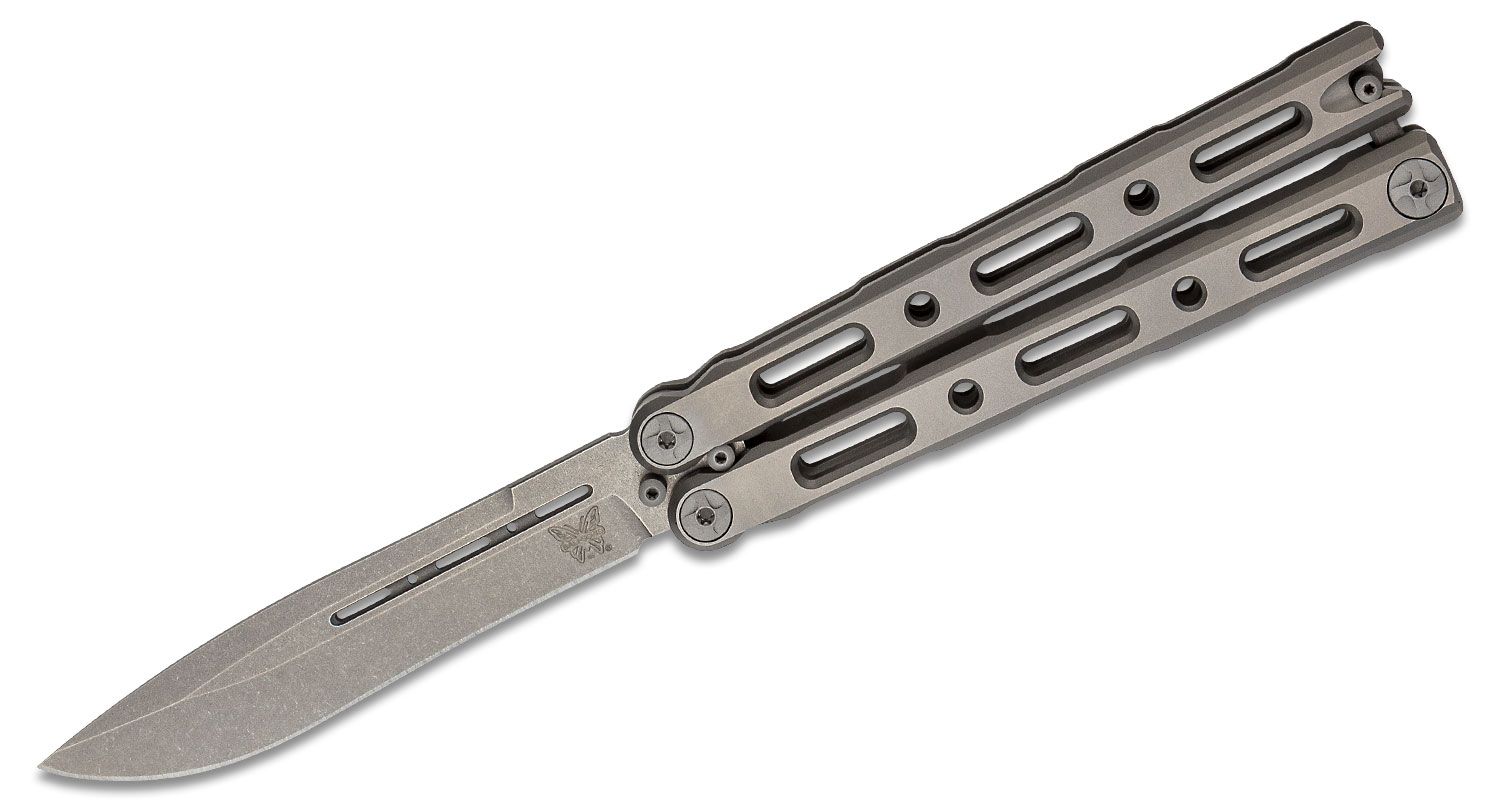 Benchmade - 85 - Billet Ti Balisong - Balisong - S30V Stonewash Drop Point - Titanium - Natural - Image 13