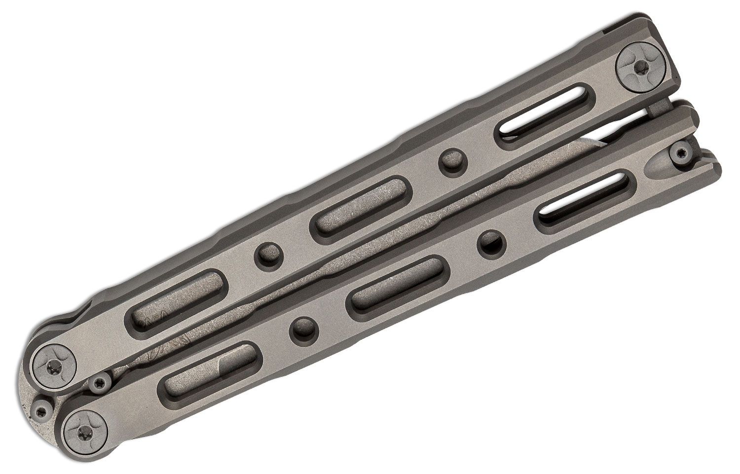 Benchmade - 85 - Billet Ti Balisong - Balisong - S30V Stonewash Drop Point - Titanium - Natural - Image 14