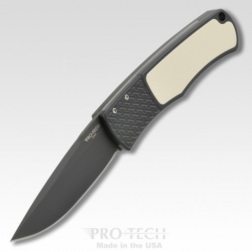 ProTech - BR1.52 - Whiskers - Automatic Knife - 154CM Coated Drop Point - Aluminum/Micarta - Black/White - Image 7
