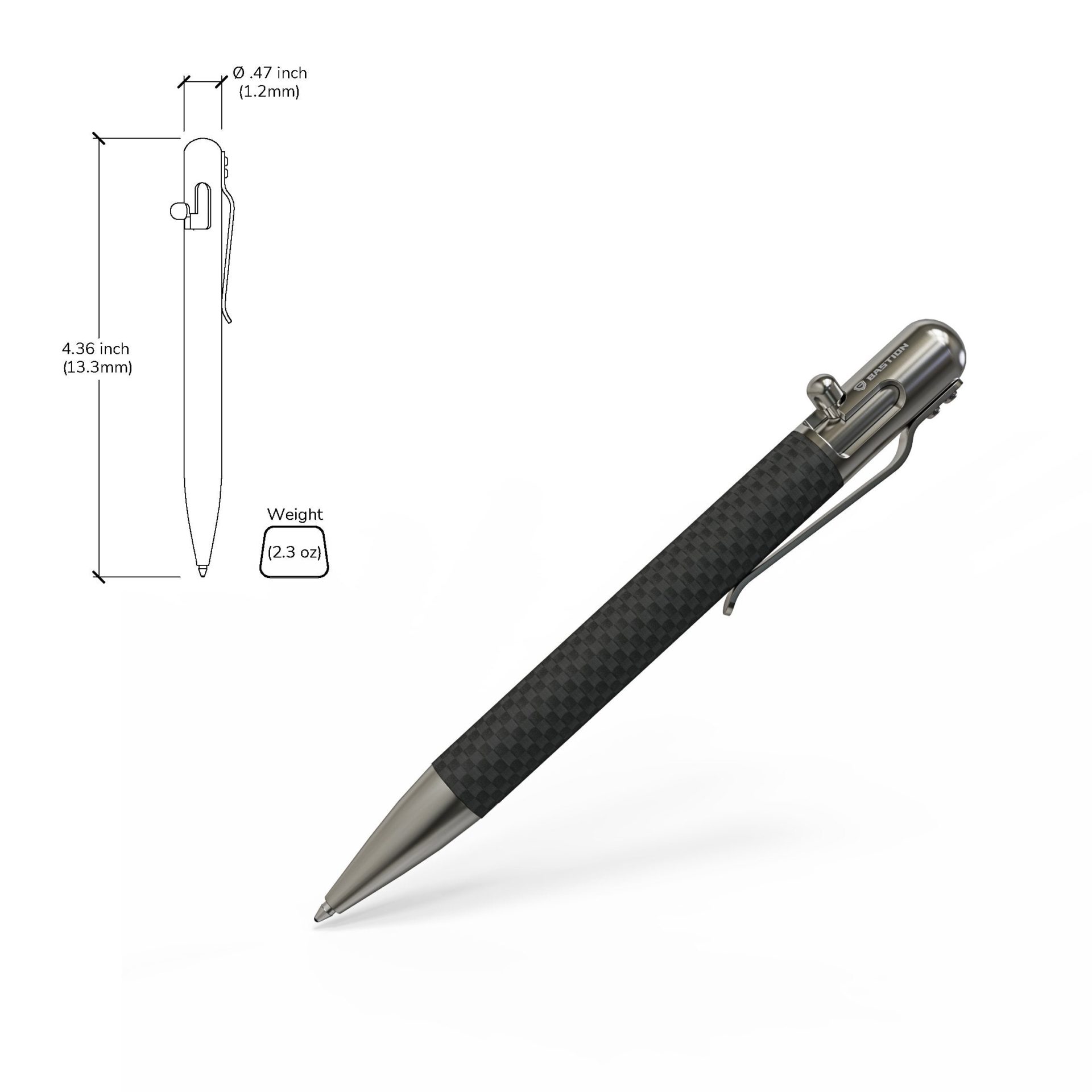 Bastion - BSTN224 - EDC Bolt Action Pen - Stainless Carbon Fiber - Black Gray - Image 15