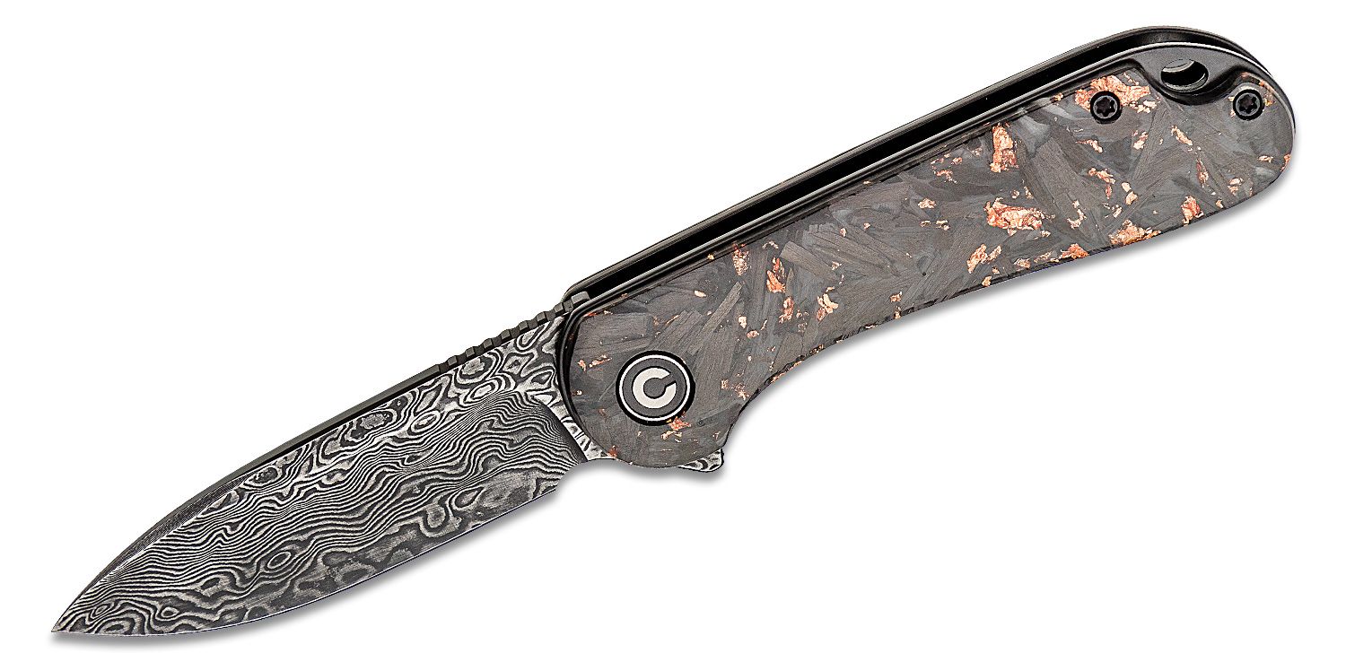 Civivi - CIVC907CDS3 - Elementum Flipper Knife - Damascus Carbon Fiber - Contured Copper - Image 15
