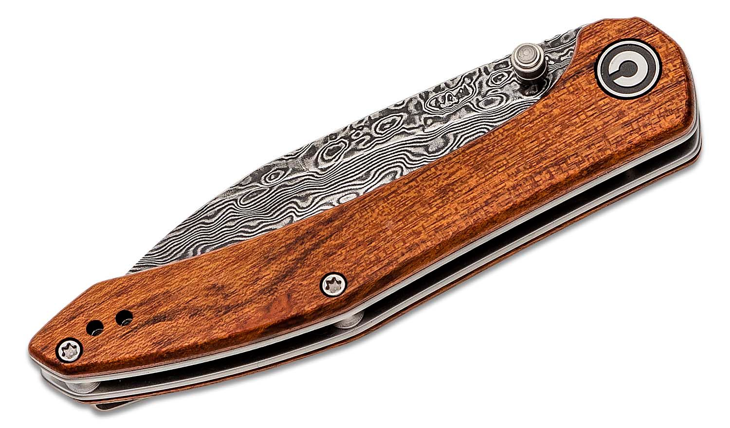 Civivi - CIVC20004DS1 - Hadros Linerlock Wharncliffe Folding Knife- Damascus - Cuibourtia Wood - Image 18