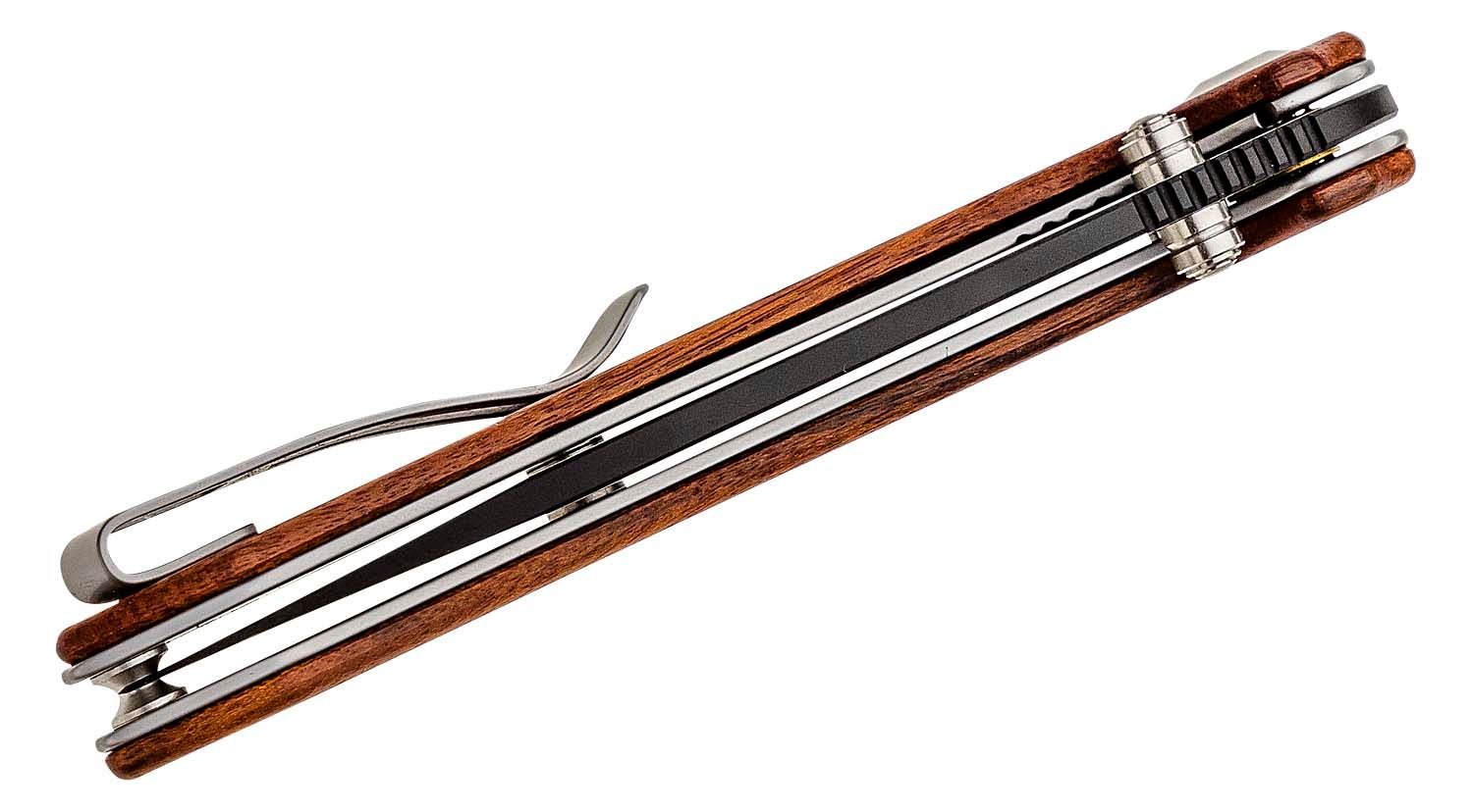 Civivi - CIVC20004DS1 - Hadros Linerlock Wharncliffe Folding Knife- Damascus - Cuibourtia Wood - Image 16